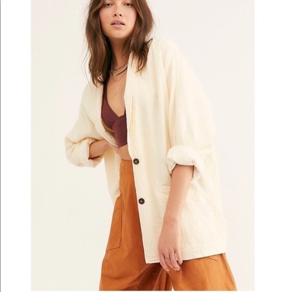Free People Weekend Dolman textured oversized button front blazer - Picture 1 of 14